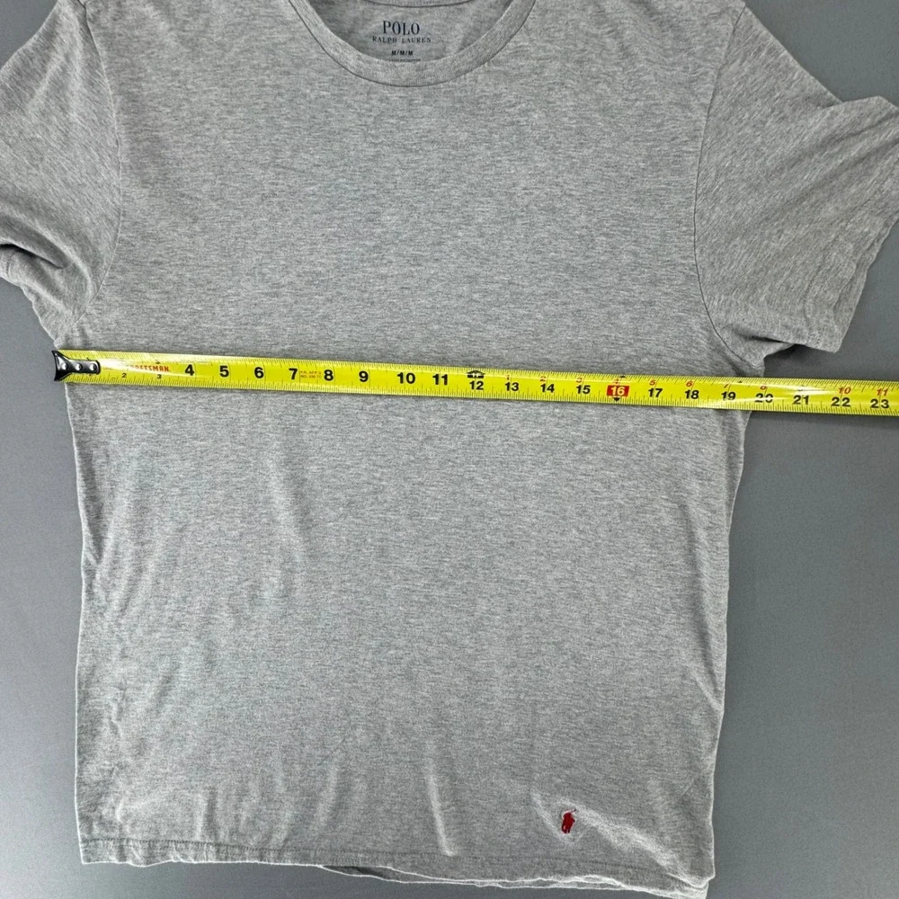 Polo Ralph Lauren Mens Classic Fit Cotton T-Shirt Heather Grey Red Pony Size M
